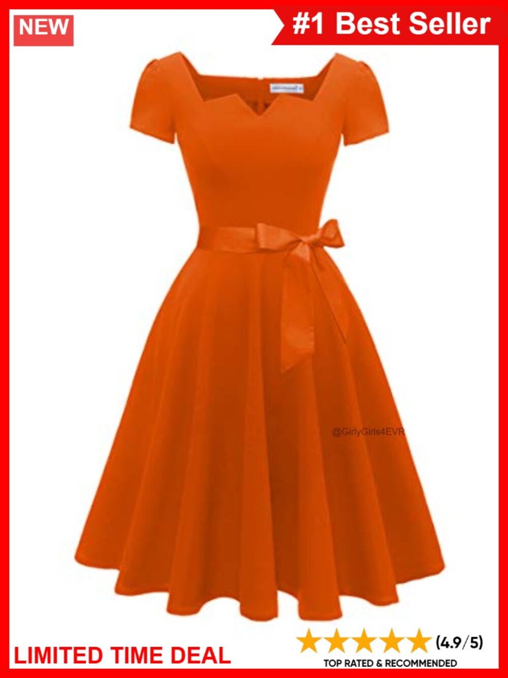 Vintage A-Line Cocktail Dress Bow Belt Pockets Short Sleeve